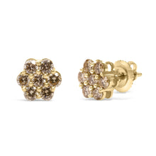14K Yellow Gold 1.0 Cttw Diamond Floral Stud Earrings (J-K Color, VS2-SI1 Clarity)-1