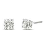 14K Gold 1.0 Carat Round Brilliant Cut Lab Grown White Diamond 4-Prong Classic Solitaire Stud Earrings-3 thumbnail 4
