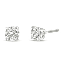 14K Gold 1.0 Carat Round Brilliant Cut Lab Grown White Diamond 4-Prong Classic Solitaire Stud Earrings-3