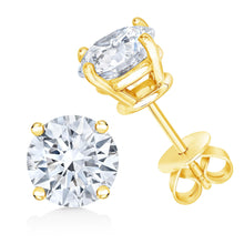 14K Gold 1/2 Cttw Round Brilliant Cut Lab Grown Diamond 4-Prong Classic Solitaire Stud Earrings-2