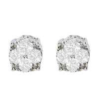 .925 Sterling Silver 1/2 cttw Prong Set Round-Cut Diamond Cluster Stud Earring (I-J Color, I2-I3 Clarity)