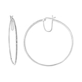 .925 Sterling Silver Diamond Accent Medium Sized Hoops Earrings (I-J Color, I2-I3 Clarity)-1 thumbnail 2