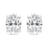 14K White Gold Lab Grown Oval Solitaire Diamond Stud Earrings (F-G Color, VS2-SI1 Clarity)-2 thumbnail 3