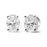 14K White Gold Prong Set Lab Grown Oval Diamond Solitaire Stud Earring (F-G Color, VS1-VS2 Clarity)-2 thumbnail 3