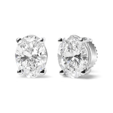 14K White Gold Prong Set Lab Grown Oval Diamond Solitaire Stud Earring (F-G Color, VS1-VS2 Clarity)-2
