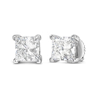 14K White Gold Princess Cut Lab-Grown Diamond Solitaire Stud Earrings (F-G Color, VS2-SI1 Clarity)