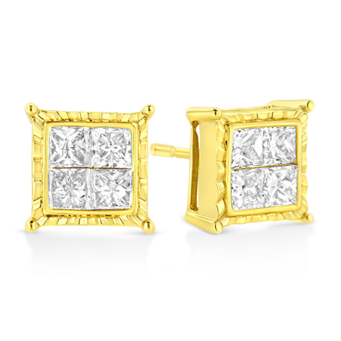 14K White Gold 1/2 Cttw 4-Prong Set Brilliant Round-Cut Solitaire Lab Grown Diamond Push Back Stud Earrings (E-F Color, VVS2-VS1 Clarity)