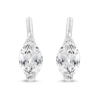 14K White Gold 1/2 Cttw 2 Prong Set Marquise Solitaire Lab Grown Diamond Stud Earrings (F-G Color, VS2-SI1 Clarity)