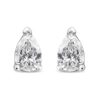 14K White Gold Pear Shape Solitaire Lab Grown Diamond Stud Earrings (F-G Color, VS2-SI1 Clarity)