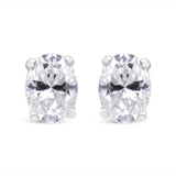 14K White Gold Lab Grown Oval Solitaire Diamond Stud Earrings (F-G Color, VS2-SI1 Clarity)-3 thumbnail 4