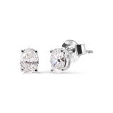 14K White Gold Prong Set Lab Grown Oval Diamond Solitaire Stud Earring (F-G Color, VS1-VS2 Clarity)-3 thumbnail 4