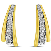 10K Yellow Gold Plated .925 Sterling Silver 0.50 Cttw Round Diamond Graduated Huggie Earrings (I-J Color, I2-I3 Clarity)