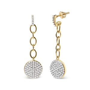 18K Yellow Gold Plated .925 Sterling Silver 1.0 Cttw Diamond Composite Cluster Dangle Chain Earrings (I-J Color, I1-I2 Clarity)-1
