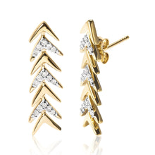 18K Yellow Gold Plated .925 Sterling Silver 1/5 Cttw Diamond Chevron Arrow Stud Earring (I-J Color, I2-I3 Clarity)-1