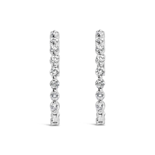 14K White Gold 5.00 Cttw Lab Grown Diamond Inside-Out Hoop Earring