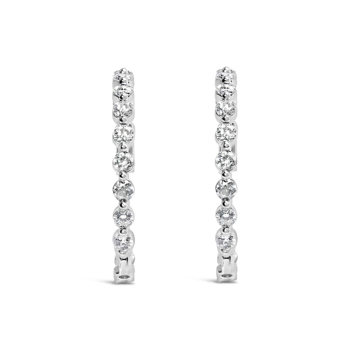 14K White Gold 5.00 Cttw Lab Grown Diamond Inside-Out Hoop Earring