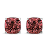 14K White Gold Lab Grown Pink Cushion 4-Prong Set Classic Diamond Solitaire Stud Earrings (Pink Color, VS1-VS2 Clarity)-3 thumbnail 4