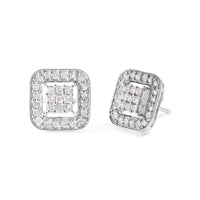 10K White Gold 5/8 Cttw Diamond Square Shaped Composite Stud Earrings (I-J Color, I1-I2 Clarity)