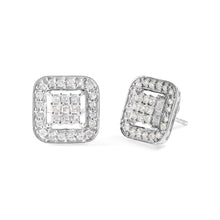10K White Gold 5/8 Cttw Diamond Square Shaped Composite Stud Earrings (I-J Color, I1-I2 Clarity)-1