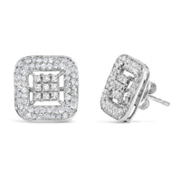 10K White Gold 1.00 Cttw Diamond Composite and Halo Stud Earrings (I-J Color, I1-I2 Clarity)