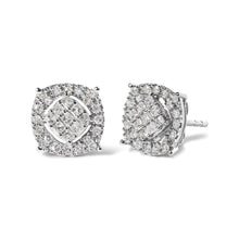 10K White Gold 1/2 Cttw Diamond Cushion Shaped Composite Stud Earrings (I-J Color, I1-I2 Clarity)-1