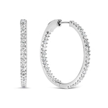 14K White Gold 1.0 Cttw Princess Diamond Inside Out Hoop Earrings (H-I Color, I1-I2 Clarity) - 23 MM-1