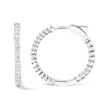 14K White Gold Natural Princess Cut Diamond Inside Out Hoop Earrings (G-H Color, SI2-I1 Clarity)-3