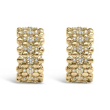 14K Yellow Gold Plated .925 Sterling Silver 1/3 Cttw Diamond and Ball Bead J Hoop Earrings (H-I Color, I1-I2 Clarity)-1 thumbnail 2