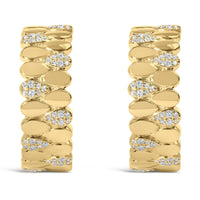 14K Yellow Gold Plated .925 Sterling Silver 3/8 Cttw Diamond Pave Pear Link J Hoop Earrings (H-I Color, I1-I2 Clarity)