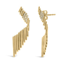 14K Yellow Gold Plated .925 Sterling Silver Sculpted Diamond Accent Drop Earrings (H-I Color, I1-I2 Clarity)-1