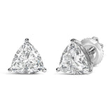 14K White Gold Trillion Cut Lab Grown Diamond 3-Prong Classic Solitaire Stud Earrings (F-G Color, VS1-VS2 Clarity)-3 thumbnail 4
