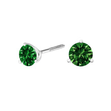 14K White Gold 1 1/2 Cttw 3-Prong Martini Set Brilliant Round-Cut Solitaire Lab Grown Green Diamond Screwback Stud Earrings (Green Color, VS2-SI1 Clarity)-1