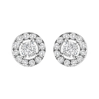 14K White Gold 3/4 Cttw Lab-Grown Diamond Floating Halo Stud Earring (F-G Color, VS1-VS2 Clarity)