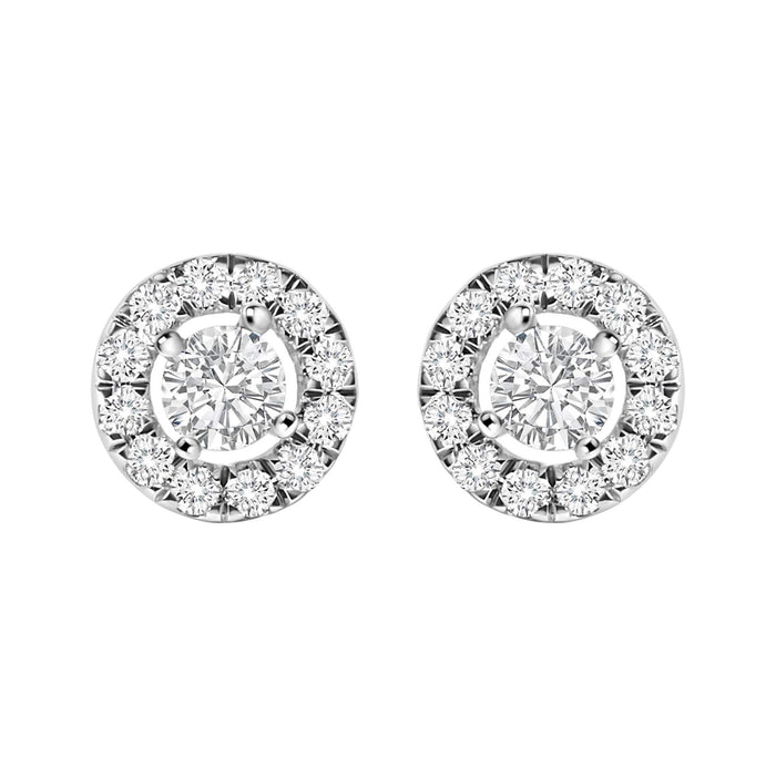 14K White Gold 3/4 Cttw Lab-Grown Diamond Floating Halo Stud Earring (F-G Color, VS1-VS2 Clarity)