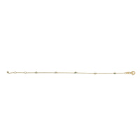 14K Yellow Gold Alternating Green Emerald and Diamond Bezel Station Chain Bracelet - Size 7.5 inch
