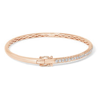 14K Gold 1.00 Cttw Half Eternity Diamond Bangle Bracelet (G-H Color, SI2-I1 Clarity) - 7