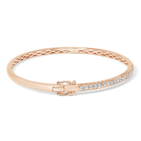 14K Gold 1.00 Cttw Half Eternity Diamond Bangle Bracelet (G-H Color, SI2-I1 Clarity) - 7