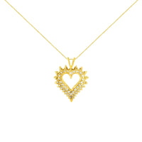 14K Yellow Gold Plated .925 Sterling Silver Brilliant-Cut Diamond Open Heart 18