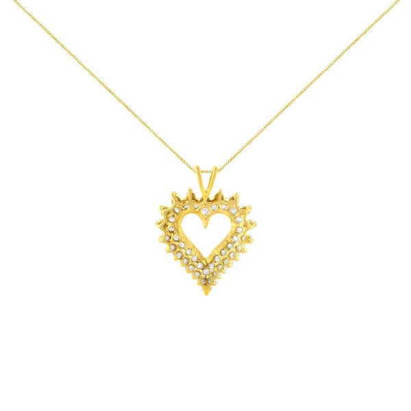 14K Yellow Gold Plated .925 Sterling Silver Brilliant-Cut Diamond Open Heart 18