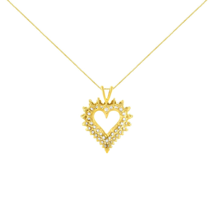 14K Yellow Gold Plated .925 Sterling Silver Brilliant-Cut Diamond Open Heart 18