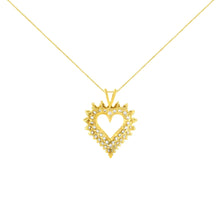 14K Yellow Gold Plated .925 Sterling Silver Brilliant-Cut Diamond Open Heart 18" Pendant Necklace (K-L Color, I1-I2 Clarity)-1