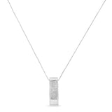 14K Gold 1/2 Cttw Invisible Set Princess Cut Diamond Vertical Bar Block Pendant 18