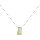 14K Gold 1.0 Cttw Princess Cut Diamond Two Tone Foldover Box Pendant 18” Box Chain Necklace (H-I Color, SI2-I1 Clarity)-2 thumbnail 3