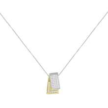 14K Gold 1.0 Cttw Princess Cut Diamond Two Tone Foldover Box Pendant 18” Box Chain Necklace (H-I Color, SI2-I1 Clarity)-2