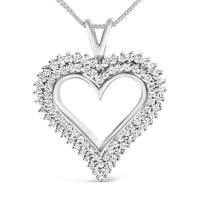 .925 Sterling Silver Diamond Heart 18