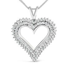 .925 Sterling Silver Diamond Heart 18" Pendant Necklace (I-J Color, I2-I3 Clarity)-3
