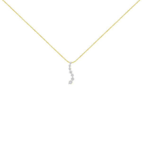 AGS Certified 14K Yellow Gold 2.0 Cttw Baguette and Brilliant Round-Cut Diamond Journey 18