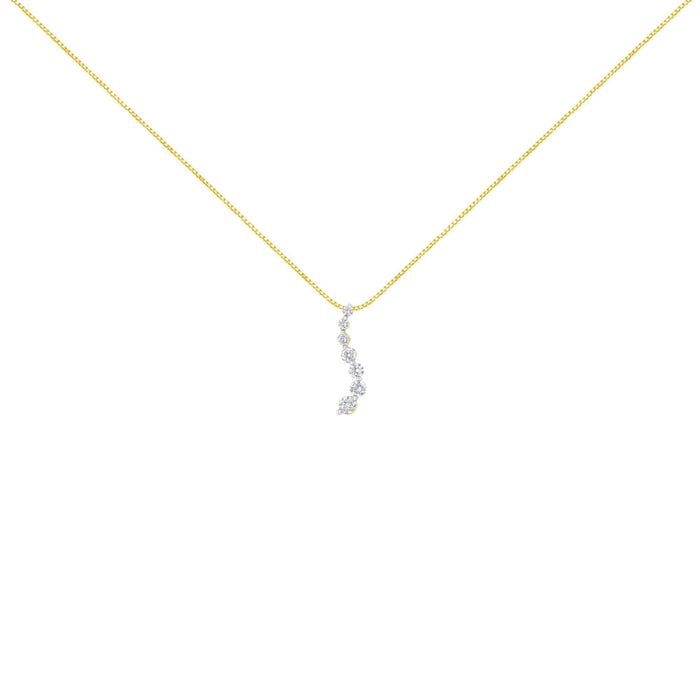 AGS Certified 14K Yellow Gold 2.0 Cttw Baguette and Brilliant Round-Cut Diamond Journey 18