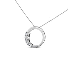 14K Gold 1/4 Cttw Round-Cut Graduating Diamond Open Circle Hoop 18" Pendant Necklace (J-K Color, I1-I2 Clarity)-2