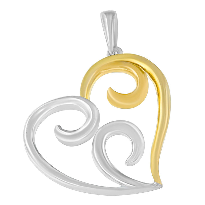10K Yellow Gold Over .925 Sterling Silver Open Heart with Swirls 18